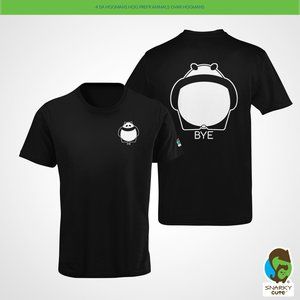 Hi Bye Panda Front Back Print T-Shirt BLACK